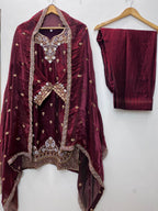 Zarmina Fendy Heavy Sequins Embroidered Farshi Plazzo Set with Dupatta