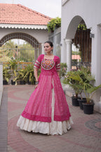 Raivika Kora Cotton Lehenga with Bandhani Faux Georgette Kurti – Navratri Special Set
