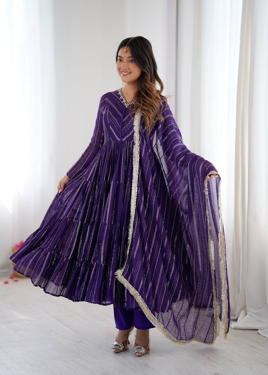 Viral Designer Ruffle Gown with Premium Chanderi Grace