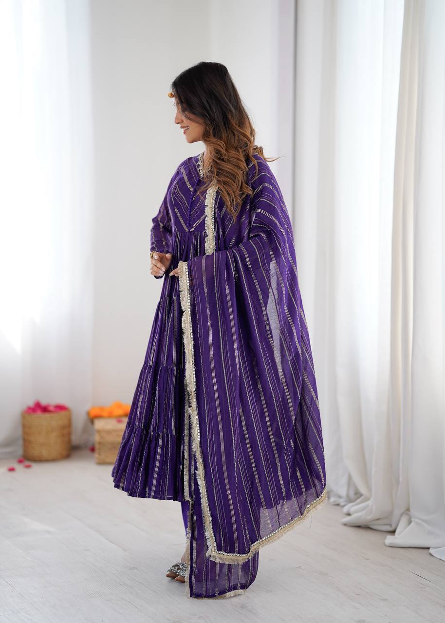 Viral Designer Ruffle Gown with Premium Chanderi Grace