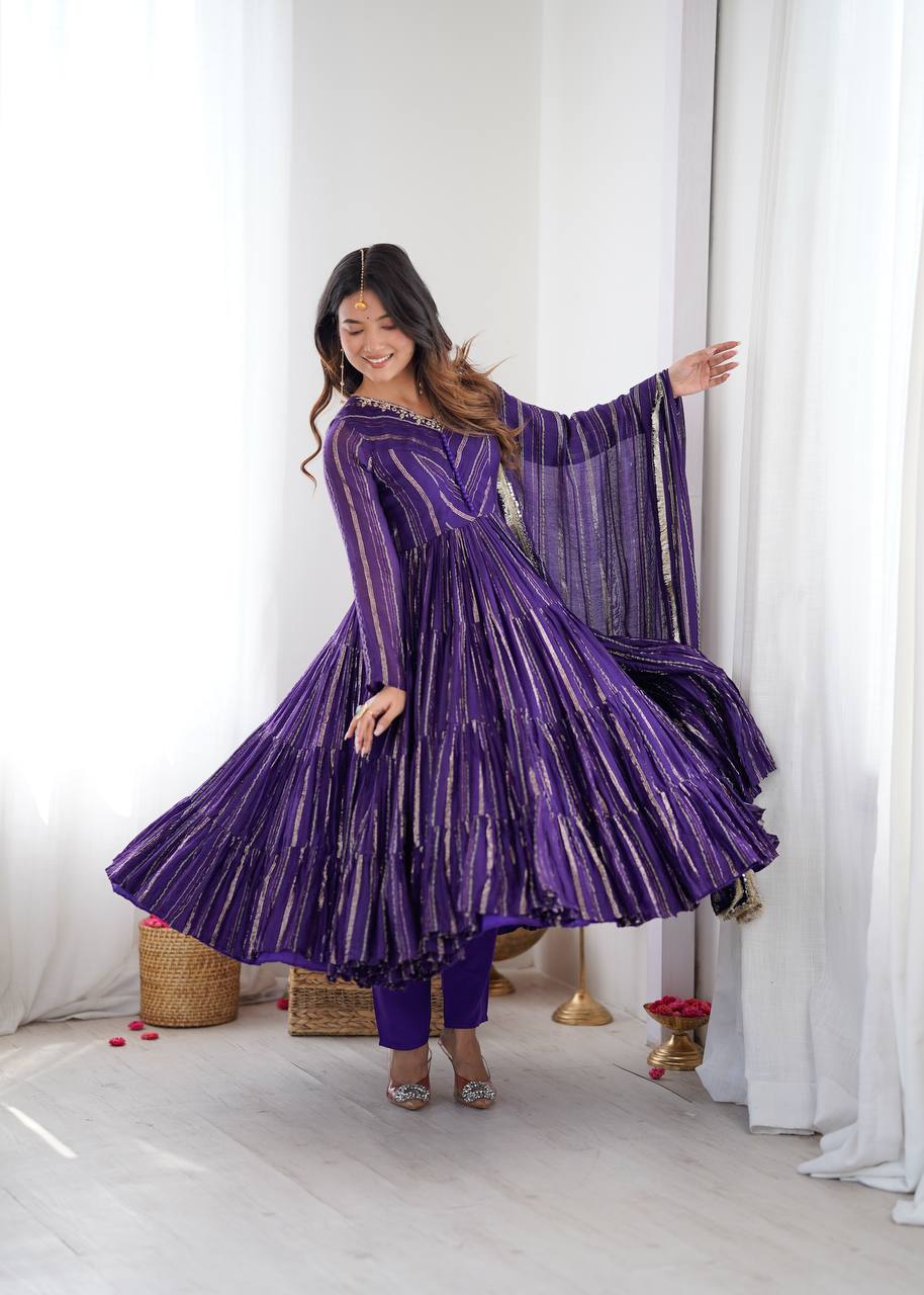 Viral Designer Ruffle Gown with Premium Chanderi Grace