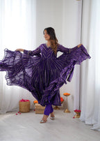 Viral Designer Ruffle Gown with Premium Chanderi Grace