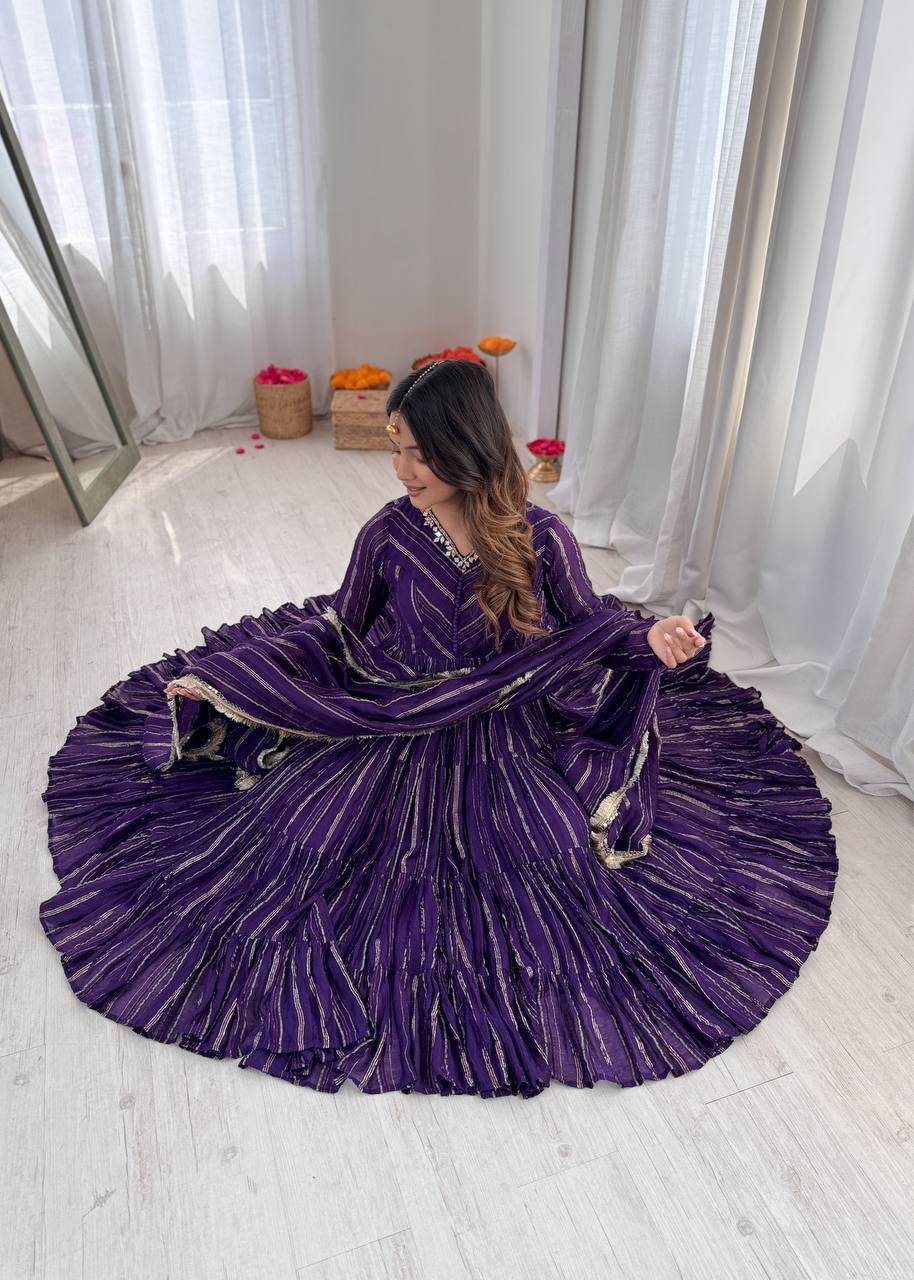 Viral Designer Ruffle Gown with Premium Chanderi Grace