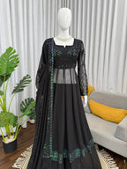 Avira Faux Georgette Thread & Sequin Work Top Palazzo Set with Matching Dupatta