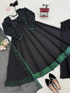 Avira Faux Georgette Thread & Sequin Work Top Palazzo Set with Matching Dupatta