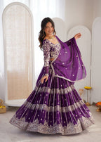 Wedding Wear Faux Georgette Thread & Sequin Embroidered Lehenga Choli Set