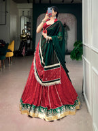 Navyasha Bandhej Foil Print Georgette Navratri Lehenga Choli with Mirror Lace Dupatta