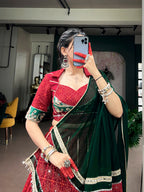 Navyasha Bandhej Foil Print Georgette Navratri Lehenga Choli with Mirror Lace Dupatta