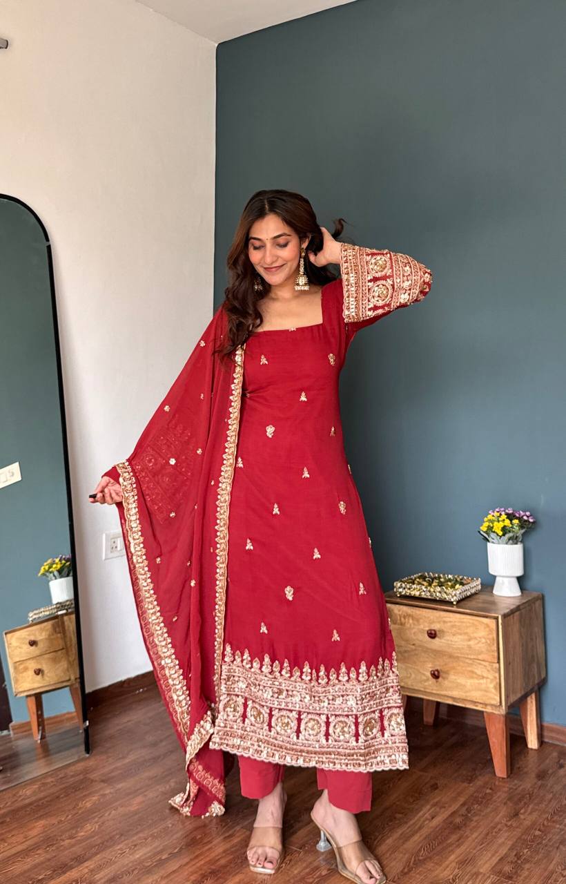 Premium Georgette Thread & Sequins Work Kurta Set