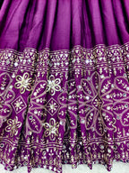 Mahira Chinon Silk Real Mirror Embroidered Anarkali with Pant & Dupatta