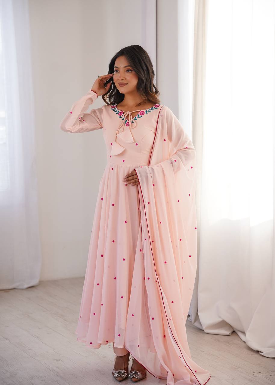 Zoya Heavy Faux Georgette Embroidered Anarkali Suit with 7.1 Meter Flair