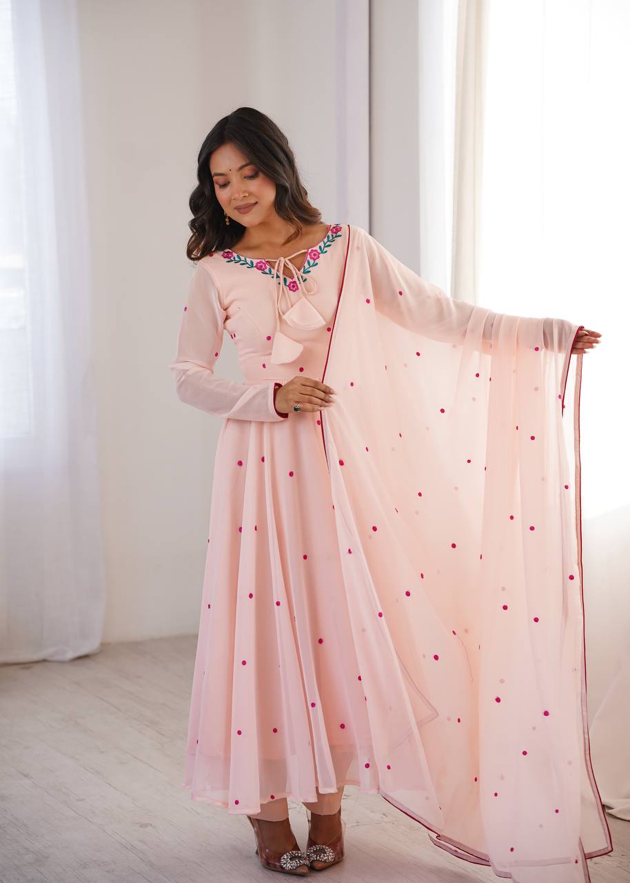 Zoya Heavy Faux Georgette Embroidered Anarkali Suit with 7.1 Meter Flair