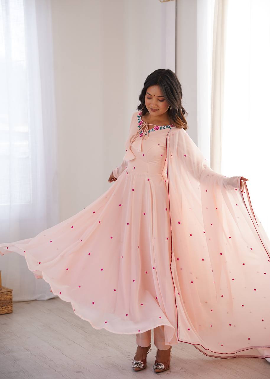 Zoya Heavy Faux Georgette Embroidered Anarkali Suit with 7.1 Meter Flair