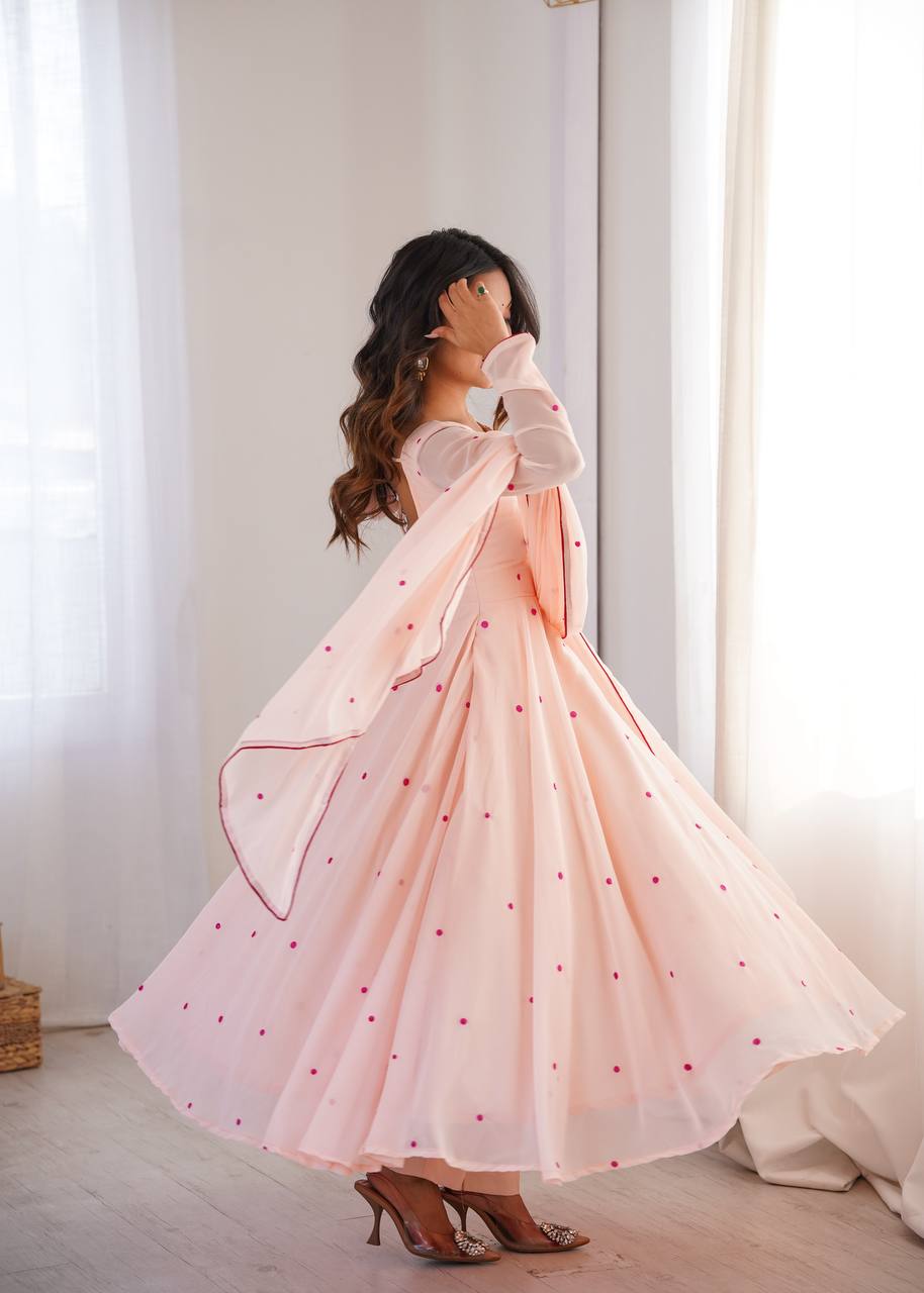Zoya Heavy Faux Georgette Embroidered Anarkali Suit with 7.1 Meter Flair