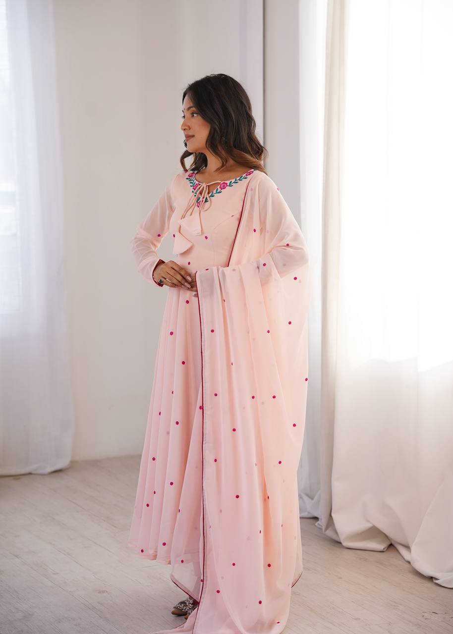 Zoya Heavy Faux Georgette Embroidered Anarkali Suit with 7.1 Meter Flair