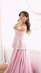 Nayantara Faux Georgette Silk Embroidered Lehenga Set with Dupatta