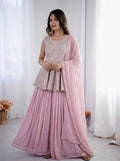 Nayantara Faux Georgette Silk Embroidered Lehenga Set with Dupatta