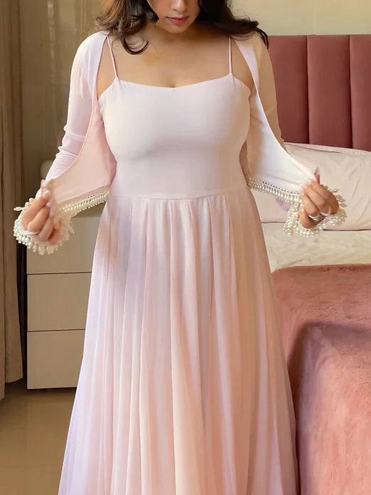 Wedding Ready Faux Georgette Gown Set with Pant & Dupatta