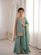 Trending Mirror Work Palazzo Set with Elegant Lace Border Dupatta