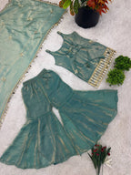 Trending Mirror Work Palazzo Set with Elegant Lace Border Dupatta