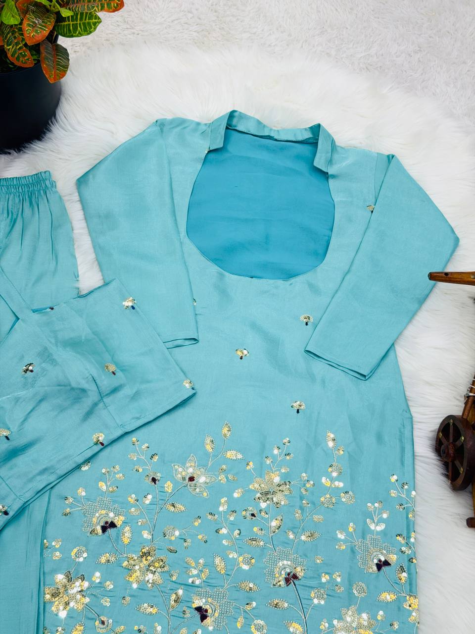Premium Straight Fit Suit with Delicate Sequence Embellishment