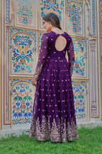 Designer Georgette Gown with Thread & Sequin Work Dupatta