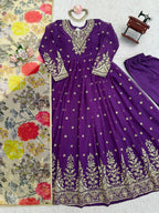 Designer Georgette Gown with Thread & Sequin Work Dupatta