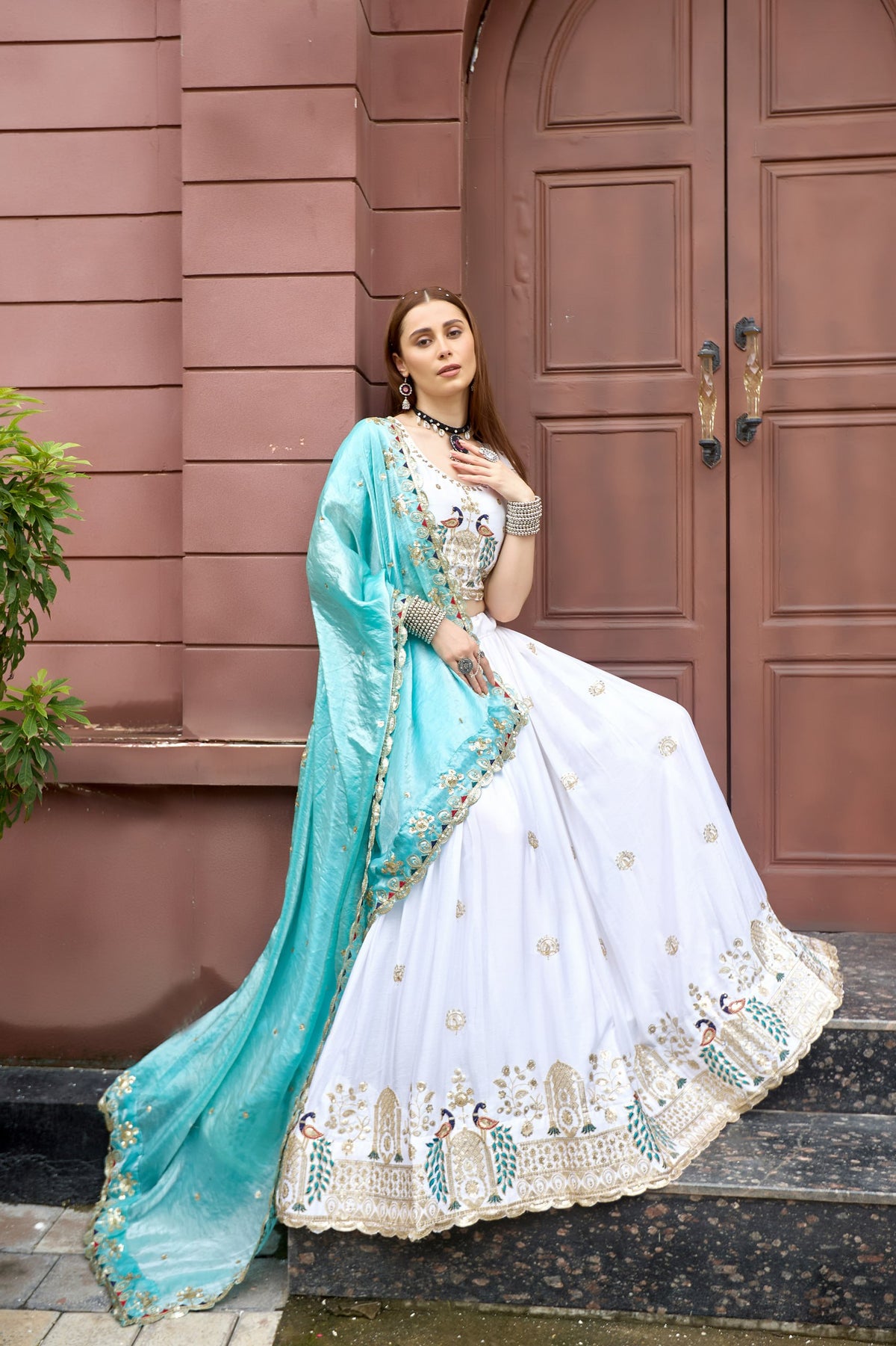 Aashiyana Heavy Chinon Embroidered Lehenga Choli with Fendi Silk Dupatta