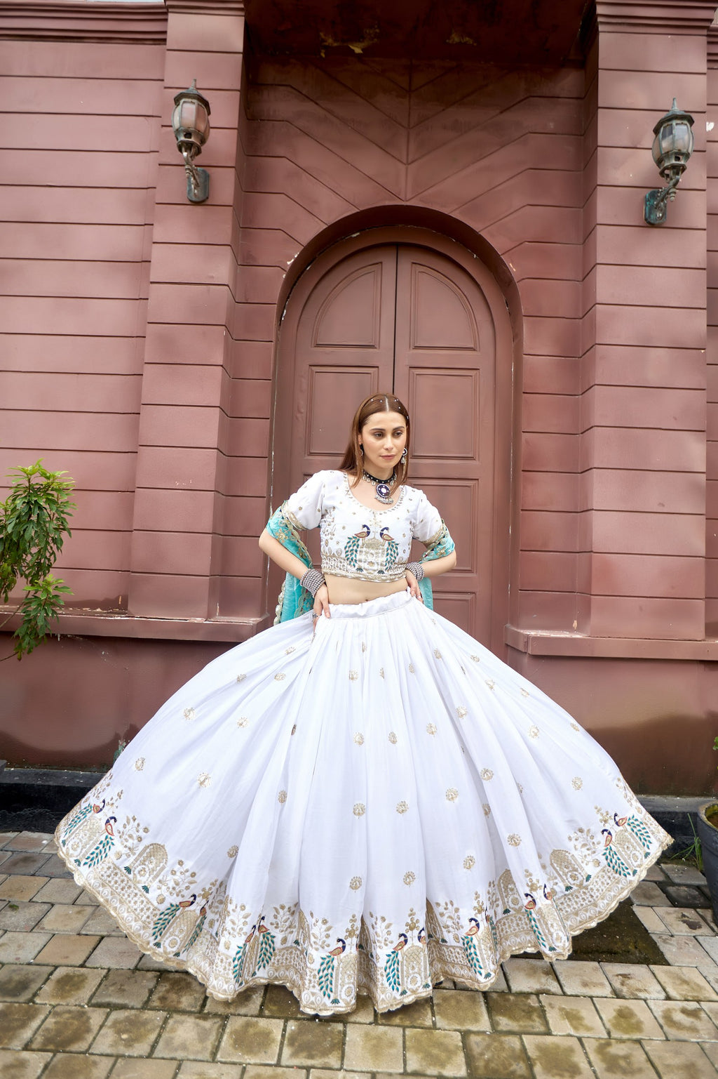 Aashiyana Heavy Chinon Embroidered Lehenga Choli with Fendi Silk Dupatta