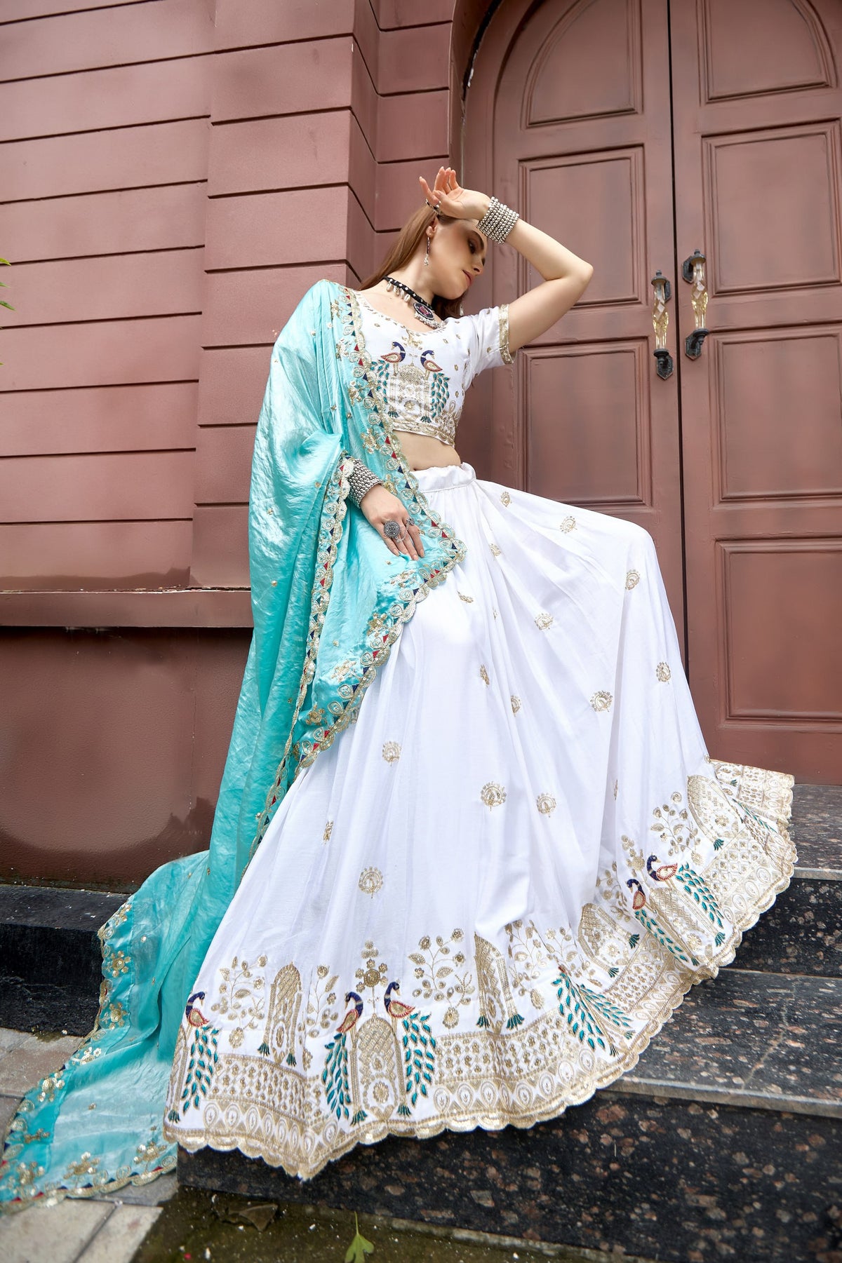 Aashiyana Heavy Chinon Embroidered Lehenga Choli with Fendi Silk Dupatta