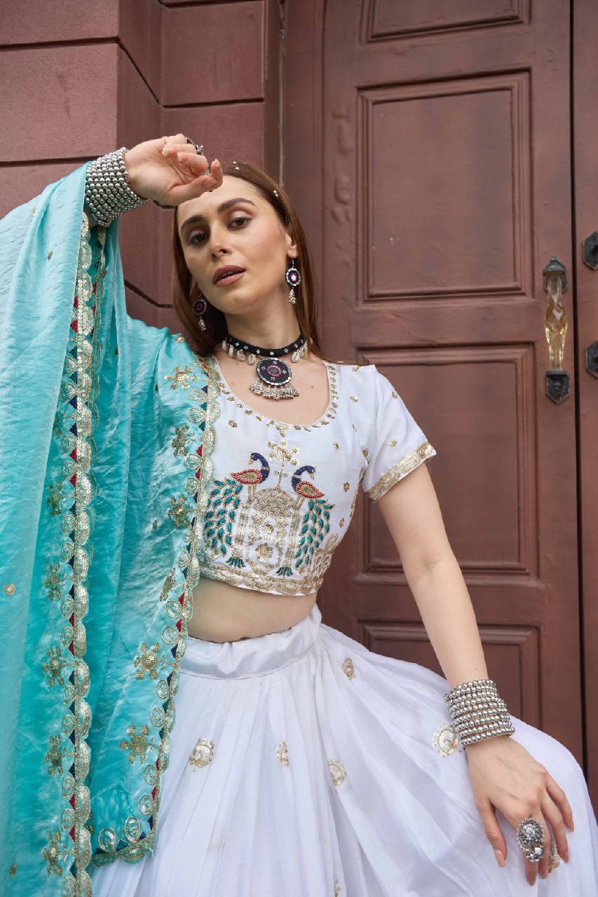 Aashiyana Heavy Chinon Embroidered Lehenga Choli with Fendi Silk Dupatta