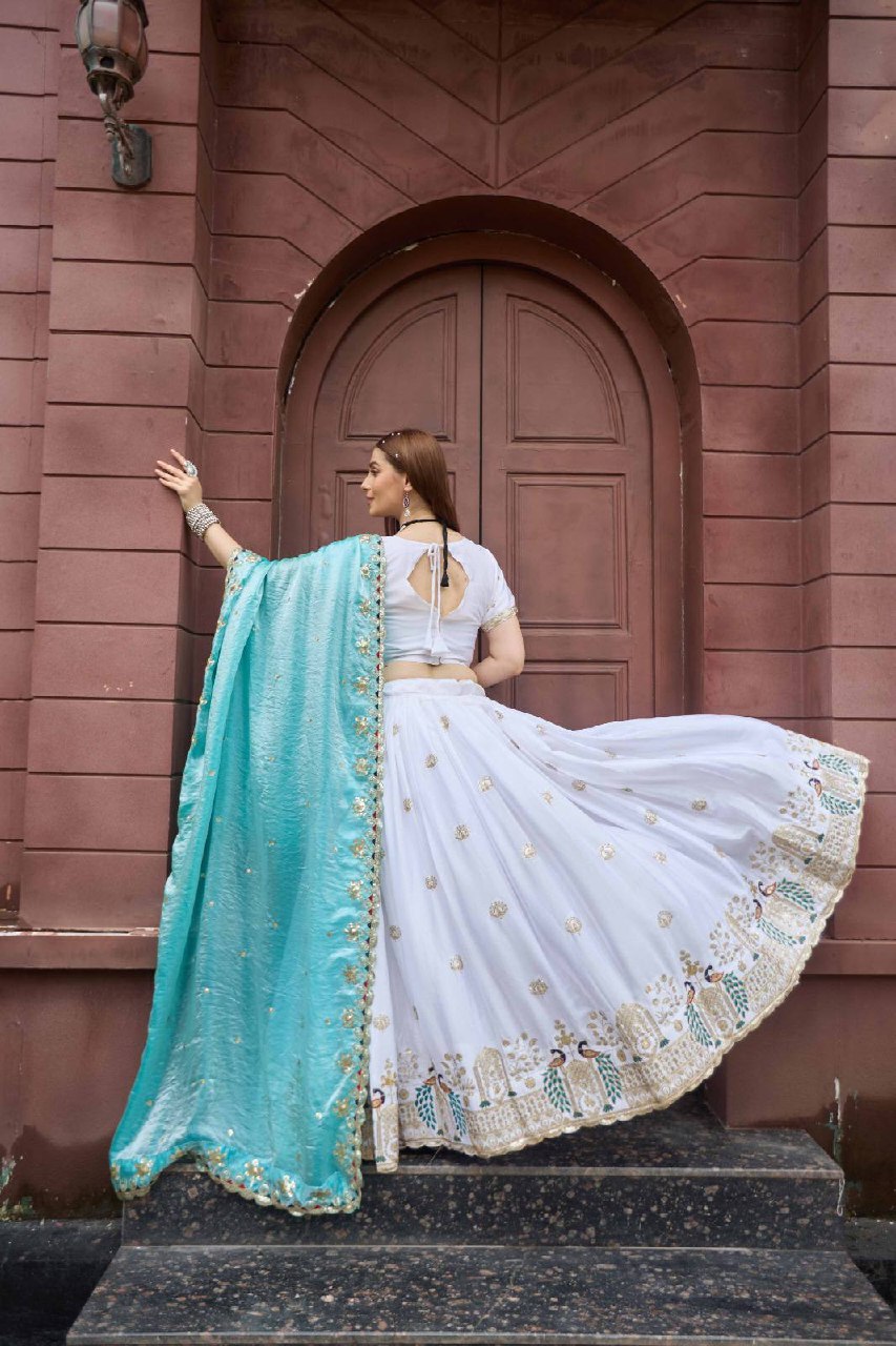 Aashiyana Heavy Chinon Embroidered Lehenga Choli with Fendi Silk Dupatta