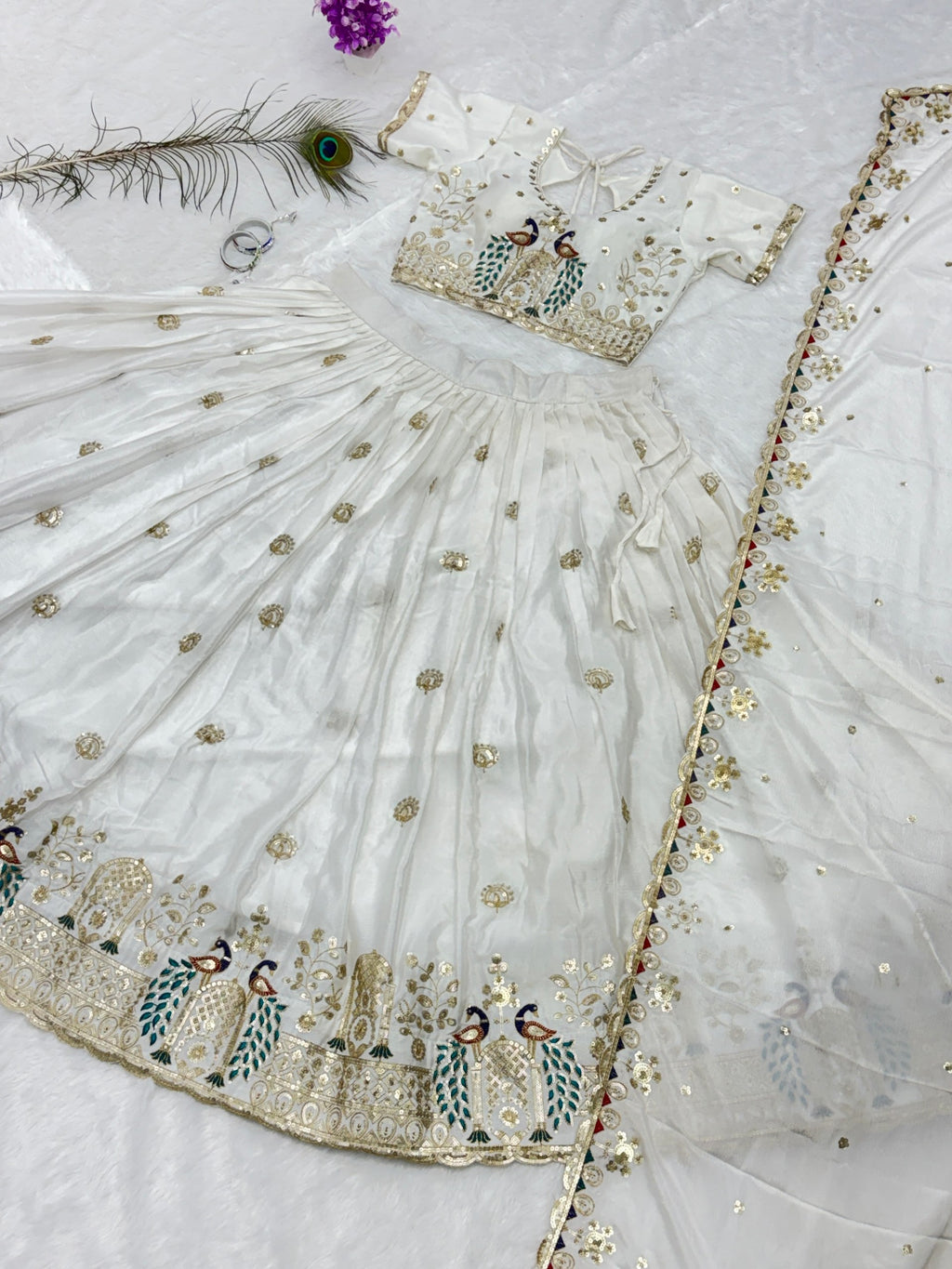 Aashiyana Heavy Chinon Embroidered Lehenga Choli with Fendi Silk Dupatta