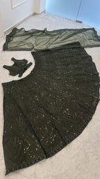Aavira Chinon Silk Sequin & Thread Work Lehenga Choli with Net Dupatta for Wedding