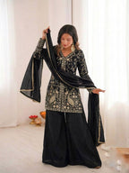 Pure Fendy Silk Palazzo Set with Heavy Embroidery Sequence Work