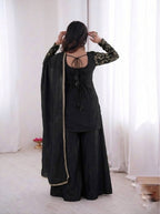 Pure Fendy Silk Palazzo Set with Heavy Embroidery Sequence Work