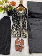 Pure Fendy Silk Palazzo Set with Heavy Embroidery Sequence Work