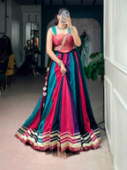 Rangvaari Chinon Navratri Lehenga Choli with Zari Weaving Blouse
