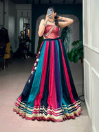 Rangvaari Chinon Navratri Lehenga Choli with Zari Weaving Blouse