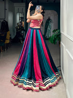 Rangvaari Chinon Navratri Lehenga Choli with Zari Weaving Blouse
