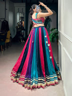 Rangvaari Chinon Navratri Lehenga Choli with Zari Weaving Blouse