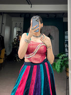 Rangvaari Chinon Navratri Lehenga Choli with Zari Weaving Blouse