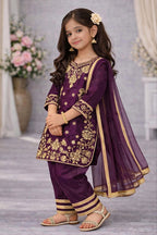Aarshika Chinon Silk Sequins Embroidered Palazzo Suit with Dupatta