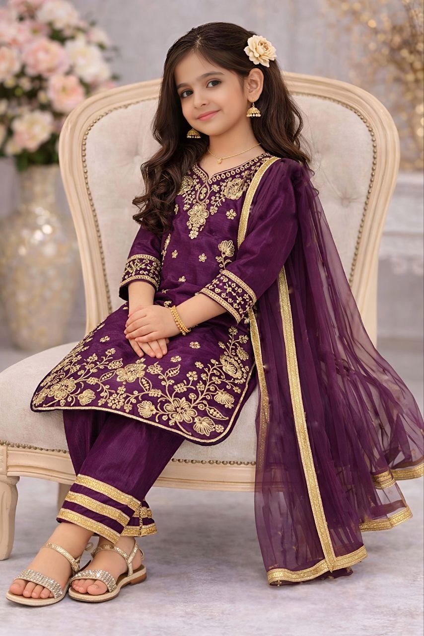 Aarshika Chinon Silk Sequins Embroidered Palazzo Suit with Dupatta