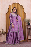 Noor Eliza Designer Chinon Sequins Embroidered Sharara Suit Set with Matching Embroidered Dupatta