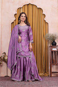 Myra Chinon Sequins Embroidered Sharara Suit with Dupatta
