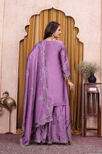 Noor Eliza Designer Chinon Sequins Embroidered Sharara Suit Set with Matching Embroidered Dupatta