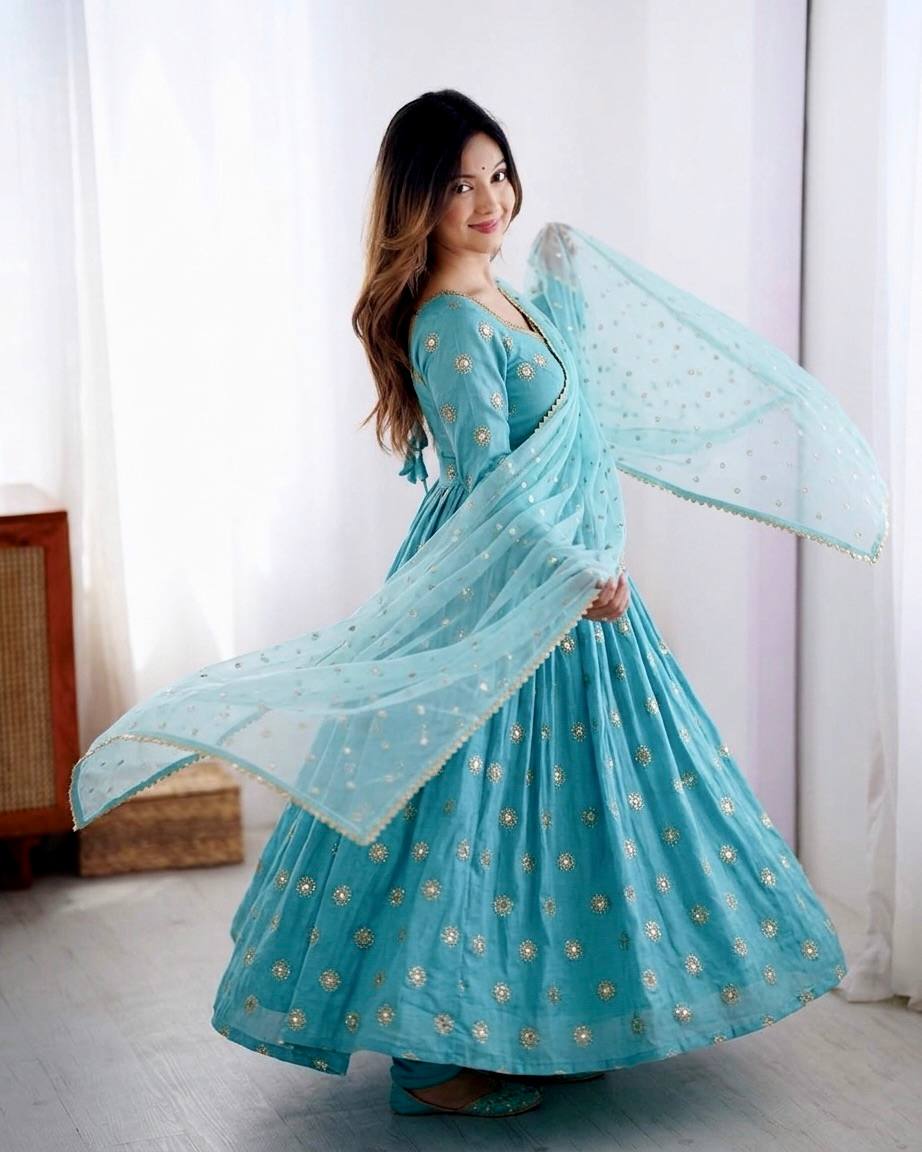 Heavy Embroidered Gown Collection with Elegant Flair Movement