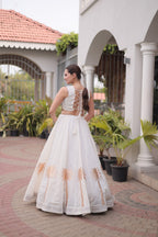 Vaidehi Roman Coconut Gota Lehenga with Kutchi Gamthi Embroidered Blouse