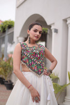 Vaidehi Roman Coconut Gota Lehenga with Kutchi Gamthi Embroidered Blouse
